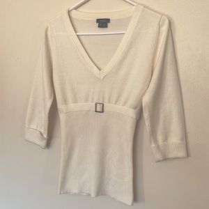 Cream V Neck Sweater